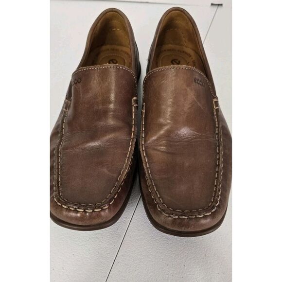 Mens Ecco‎ Classic Driving Shoe Loafer EU 41 US  8.5 Brown Leather Comfort - Picture 1 of 8